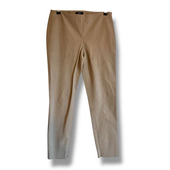 Theory Size 10 Tan Straight Leg Side Zip Trouser Pants Stretchy Classic Chinos - Picture 1 of 6